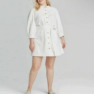 White Denim Button Front Dress